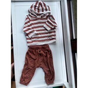 Easy Peasy Rust Stripe Hoodie Harem Jogger Set Baby 3-6 Months
